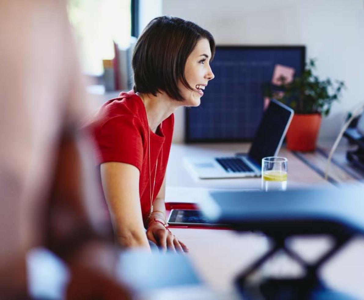 woman in front of a laptop